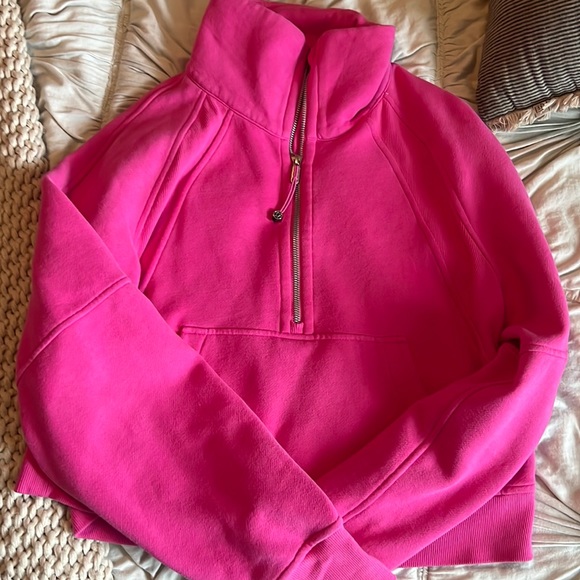 lululemon athletica Tops - The most beautiful sonic pink half zip scoop neck hoodie